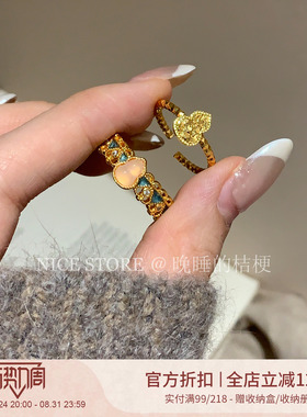 晚睡的桔梗「葫芦金」新中式轻奢高级感碎冰冰葫芦戒指精致食指戒