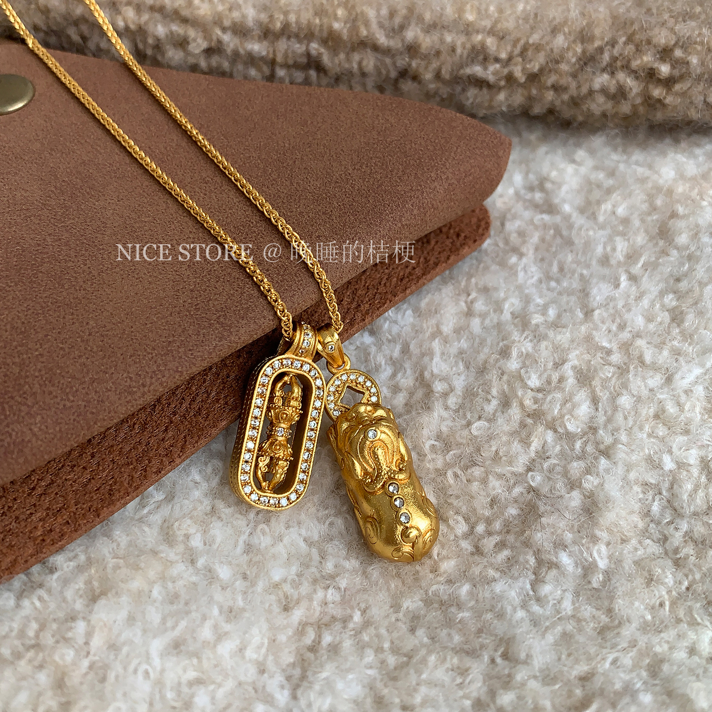 晚睡的桔梗I招财沙金项链