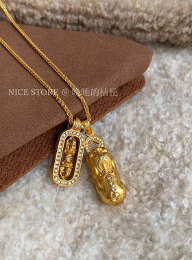 晚睡的桔梗I招财沙金项链