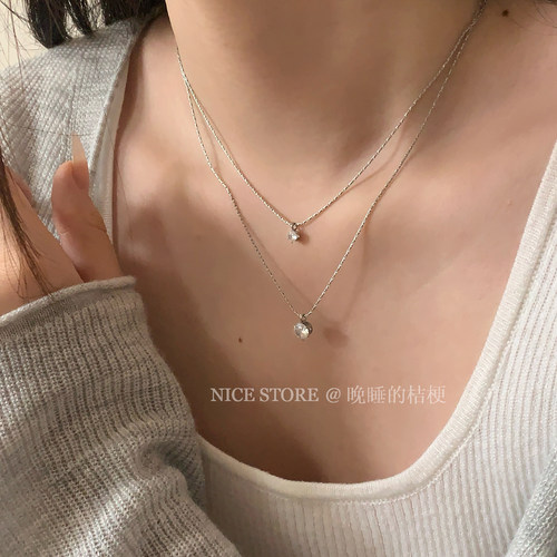 晚睡的桔梗I锆石吊坠钛钢项链