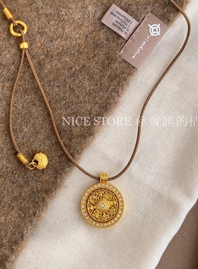晚睡的桔梗「引南」沙金新中式罗盘钱币项链高级感轻奢长款毛衣链