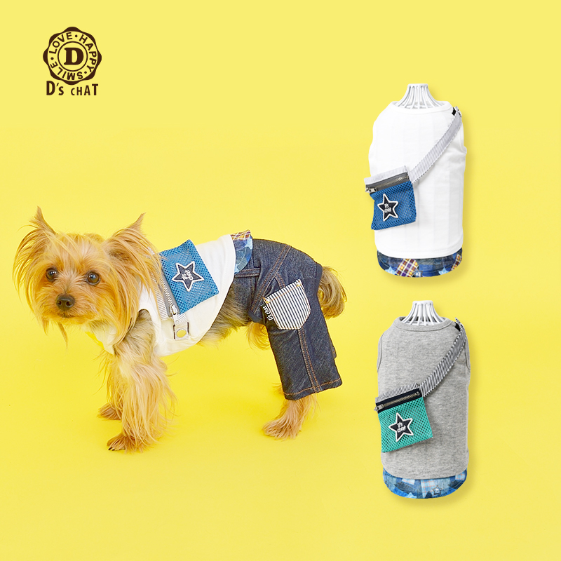 宠聊D's CHAT日本品牌宠物服装假两件跨包背心泰迪贵宾户外休闲风