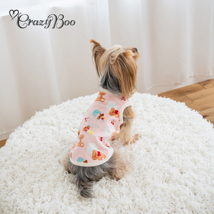 可吉步Crazy 小熊甜品图案背心可爱烫钻柔软质地 Boo日本品牌宠服