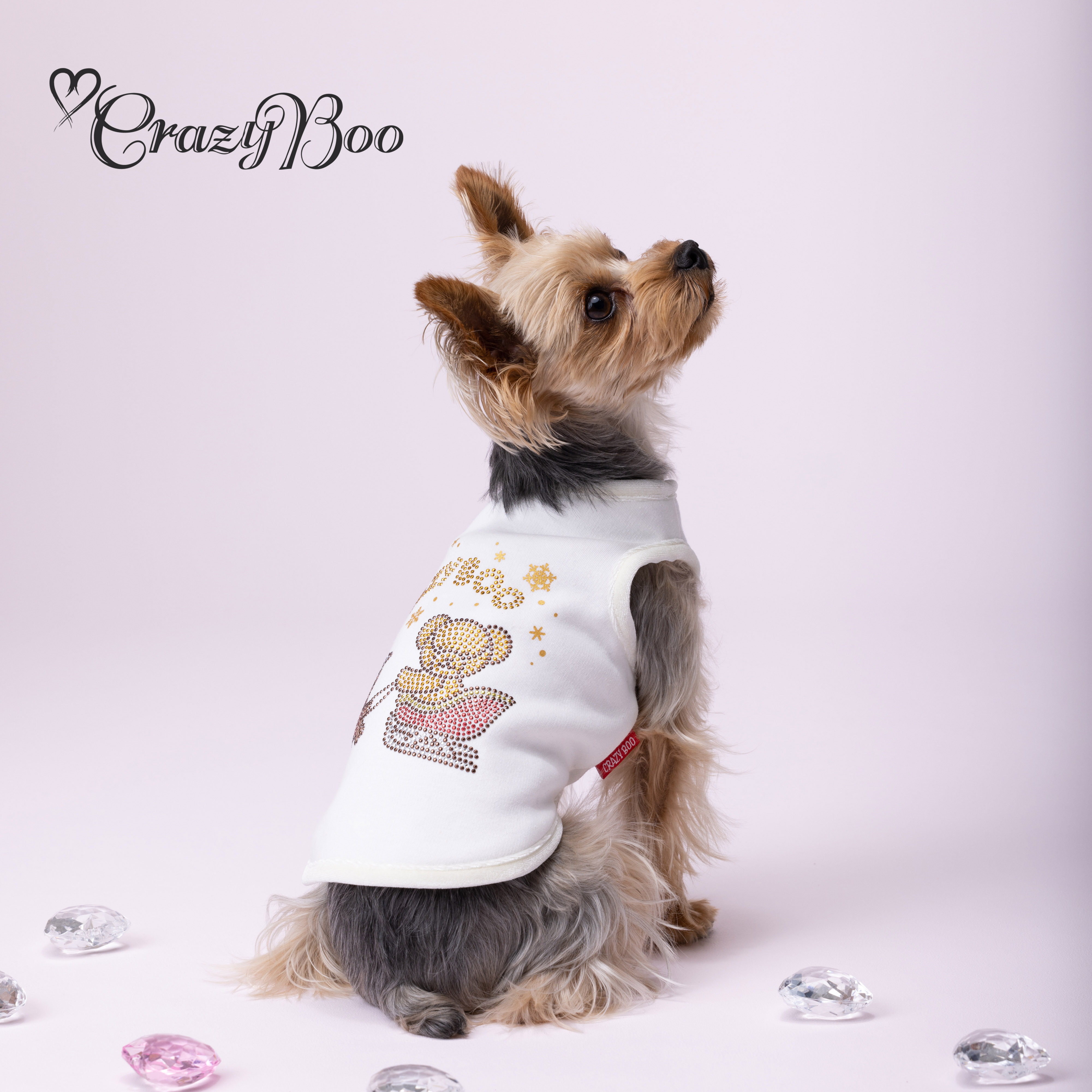 可吉步Crazy Boo日本品牌宠物服 雪橇彩钻背心可爱萌狗上衣保暖绒