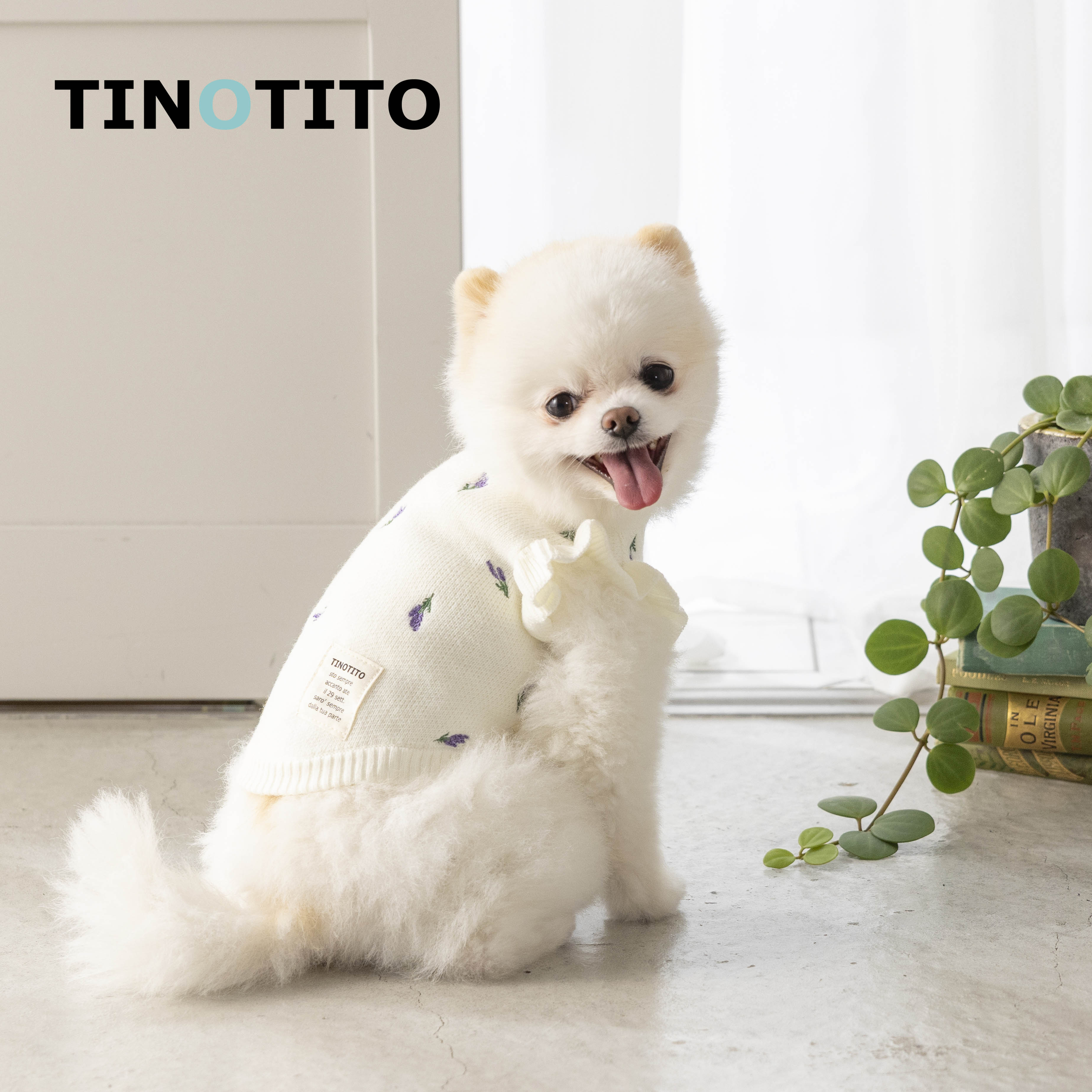 Tinotito 提诺 日本品牌宠物服装 熏衣草荷叶袖毛衣 柔美高弹保暖