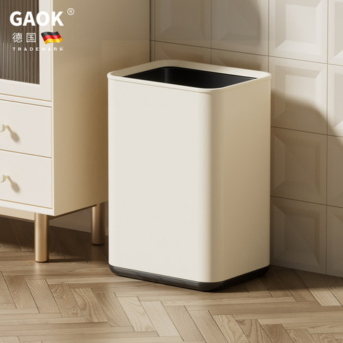GAOK无盖客厅厨房专用垃圾桶高颜值方形轻奢大号大容量化妆室商用