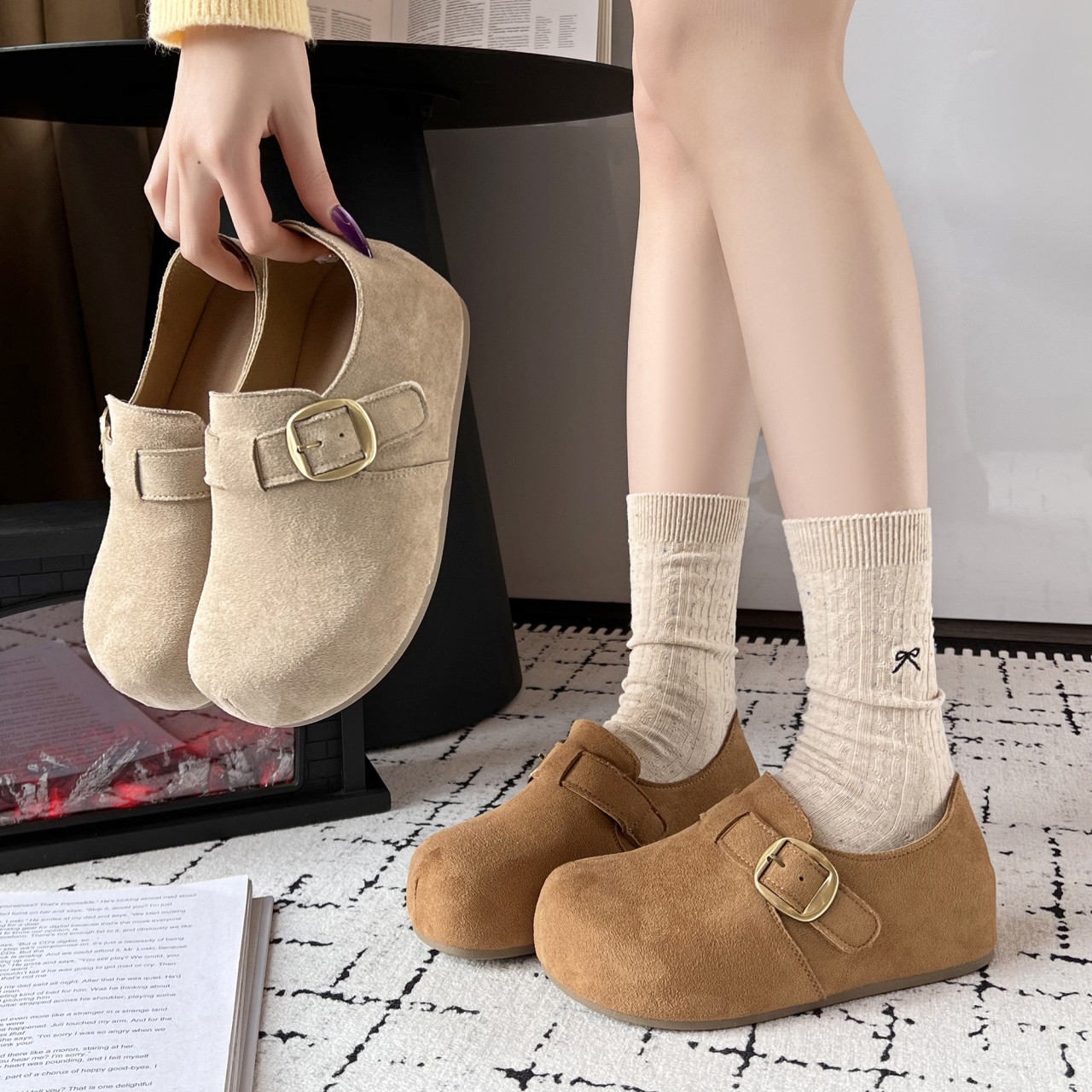 内增高厚底勃肯鞋女鞋2026春季新款软底懒人博肯单鞋一脚蹬0123r,女鞋,勃肯鞋/软木鞋,淘宝优惠券,粉丝福利购,淘宝优惠卷