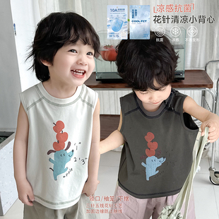 阿小轩童装2026夏季新款【三颗果】儿童花针装饰清凉背心无袖T恤