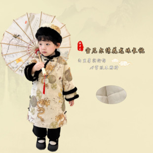 男童新年加绒加厚长袍儿童龙年拜年服棉服 新款 阿小轩童装 2025冬装