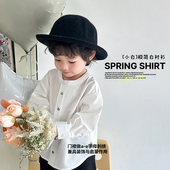 2026春季 衬衫 新品 儿童立领刺绣长袖 男童衬衣 小白 阿小轩童装