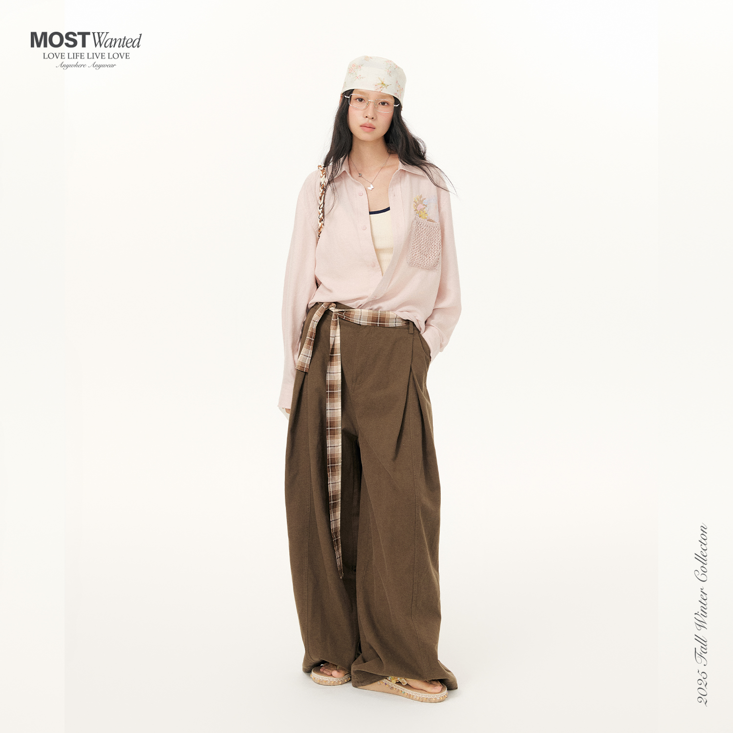 mostwanted 对褶结构水洗天丝棉阔腿休闲裤miu系廓形高智风通勤