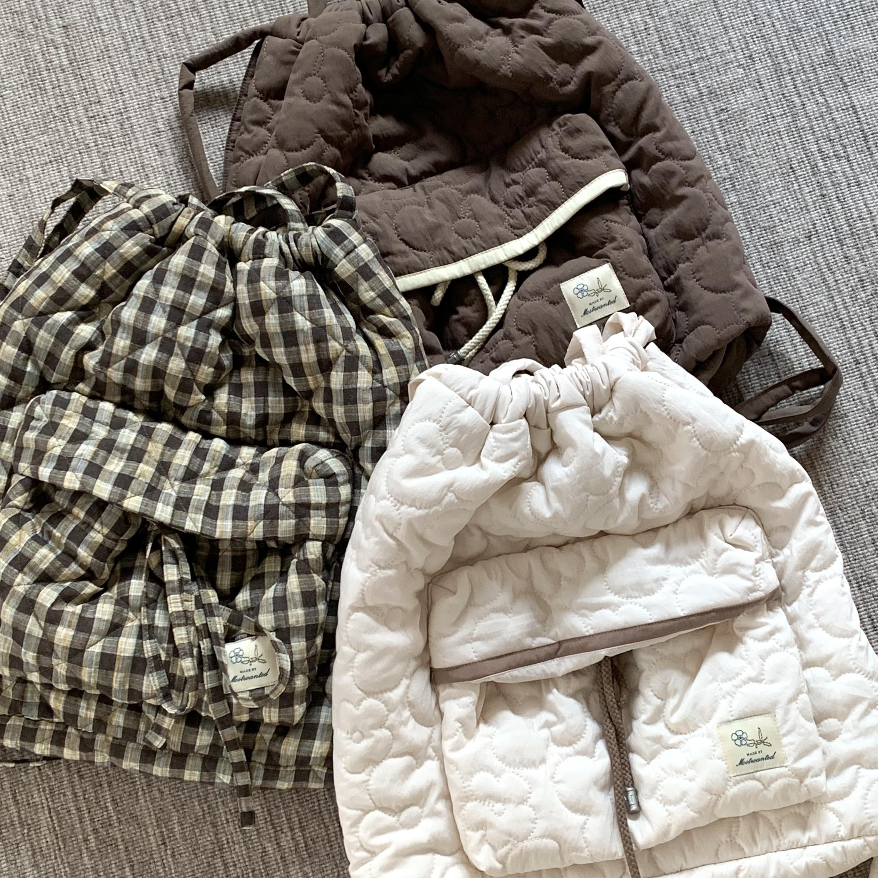 mostwanted 格子绗棉双肩束口包小花通勤