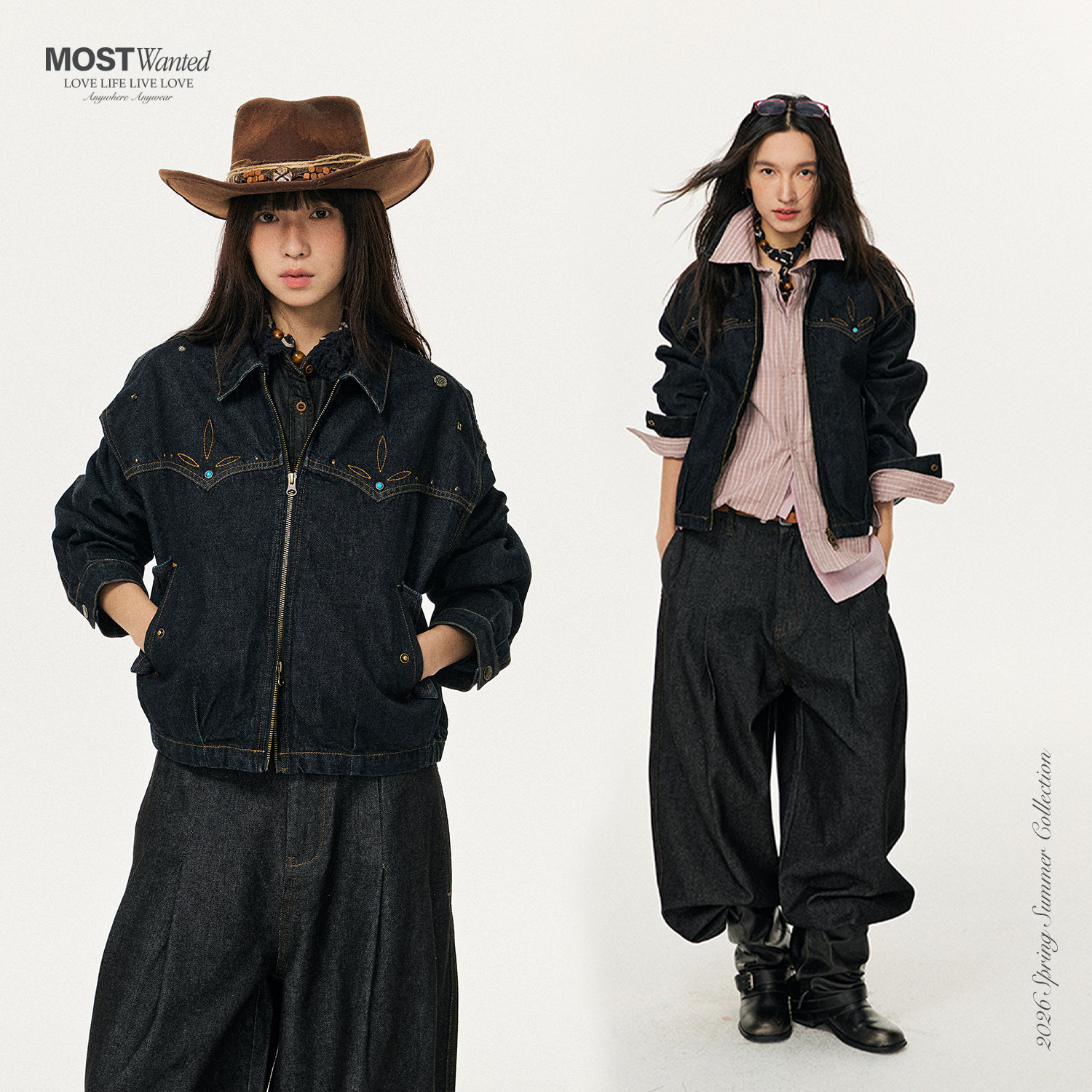 mostwanted西部感明线刺绣钉珠原牛夹克2026春季新款牛仔外套男女,男装,夹克,淘宝优惠券,粉丝福利购,淘宝优惠卷