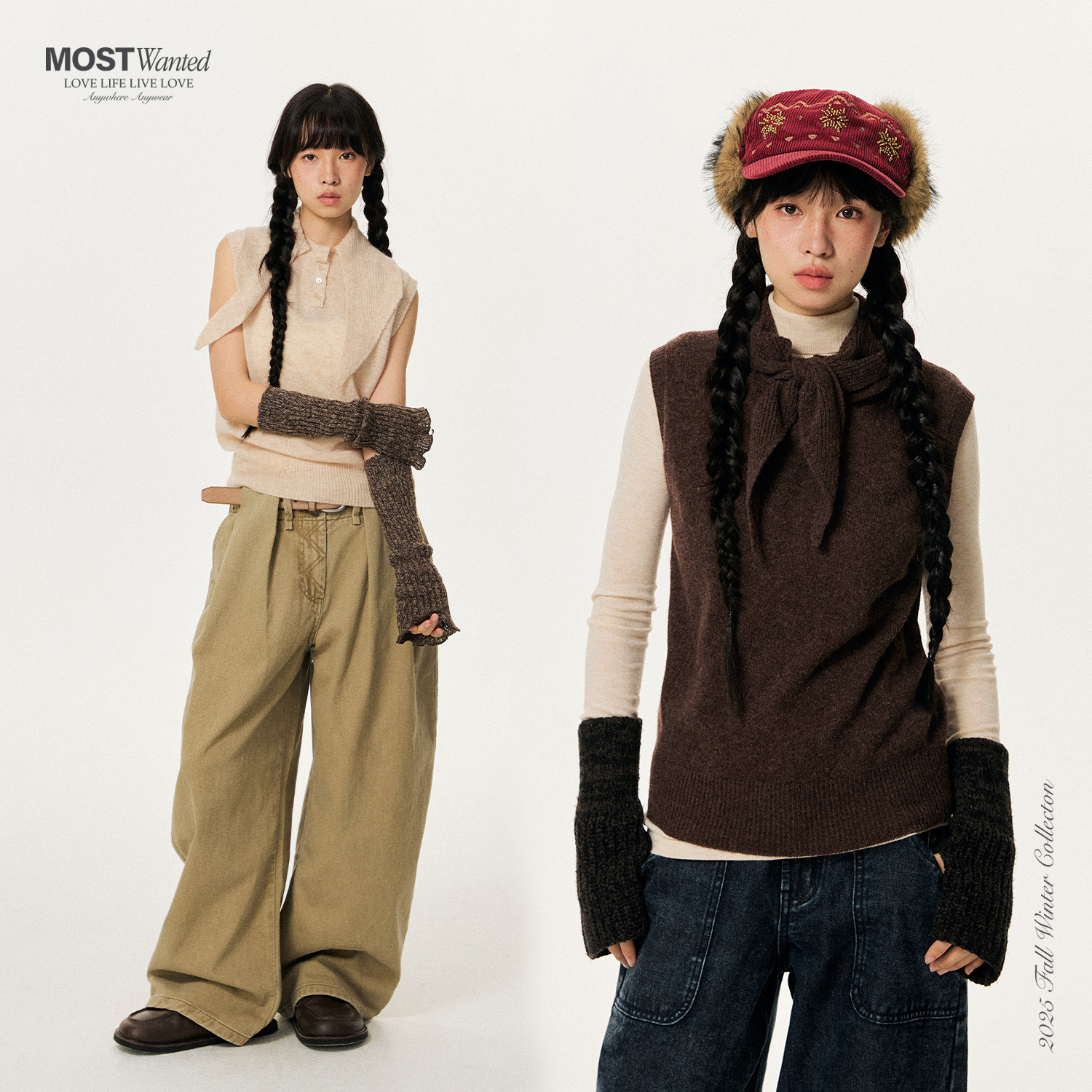 mostwanted蝴蝶领结轻薄羊毛针织背心毛衣女款2025新款冬季内搭