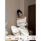 斜肩长袖 上衣女2025冬季 新款 福尔尼斯悦 设计感打底衫 收腰内搭T恤