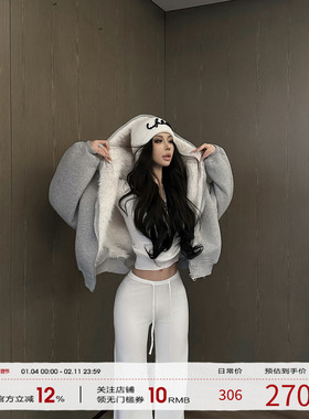 FORNIS 休闲慵懒风连帽卫衣外套加绒保暖F25N3997