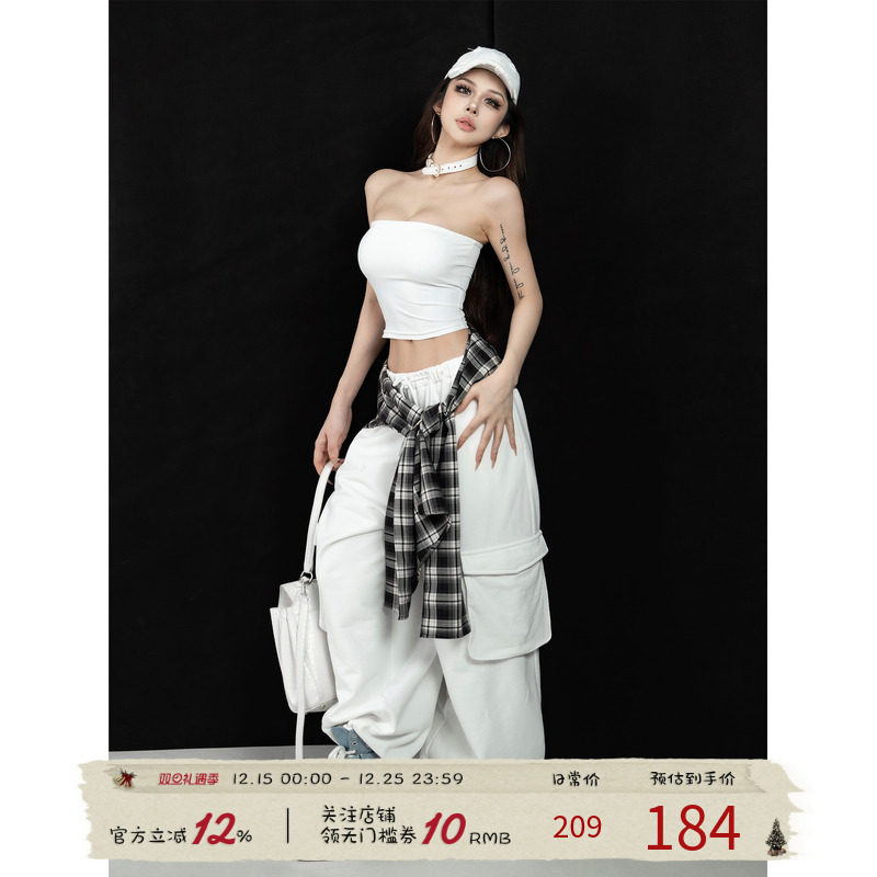 福尔尼斯悦 松弛感宽松阔腿裤女2025夏新款复古休闲长裤工装裤子