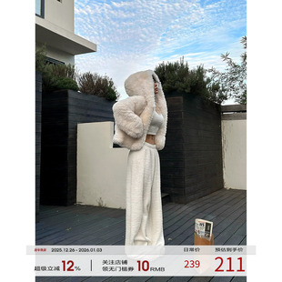 内搭吊带上衣裤 福尔尼斯悦 新款 女2025冬季 子 韩系白色毛绒套装