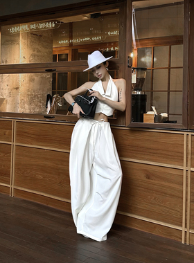 福尔尼斯悦 马甲背心美式阔腿宽松裤套装F25B2422+F25K2412