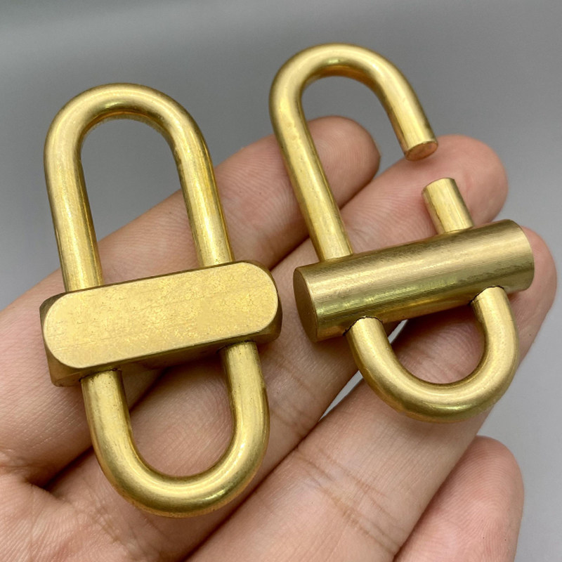 黄铜复古钥匙扣环圈中字扣鲁班锁潮男汽车腰挂个性创意汽车锁匙扣