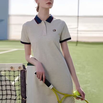 商场同款哈家撞色POLO领针织连衣裙女夏季新款时尚休闲风通勤裙子