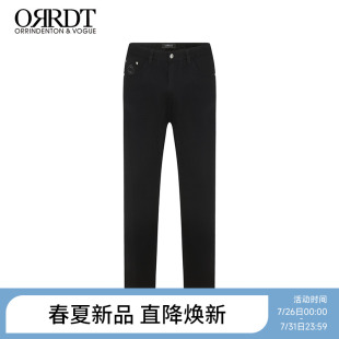 百搭长裤 ORRDT澳林丹顿男装 修身 黑色直筒牛仔裤 男2025年春夏男士