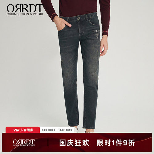 ORRDT牛仔裤烫钻LOGO秋冬厚款