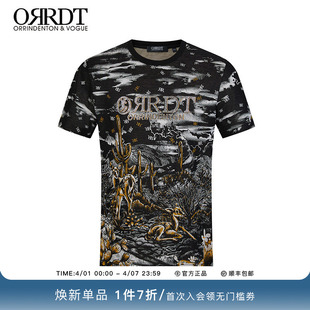 新款 ORRDT澳林丹顿男装 潮流花版 圆领T恤男夏季 AT17E1637 短袖