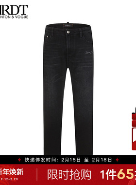 ORRDT澳林丹顿男装黑色直筒百搭牛仔裤男秋冬新款长裤A37E2475