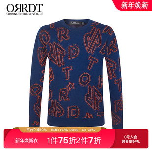 男秋冬新款 字母圆领羊毛衫 A09E2442 简约花版 ORRDT澳林丹顿男装