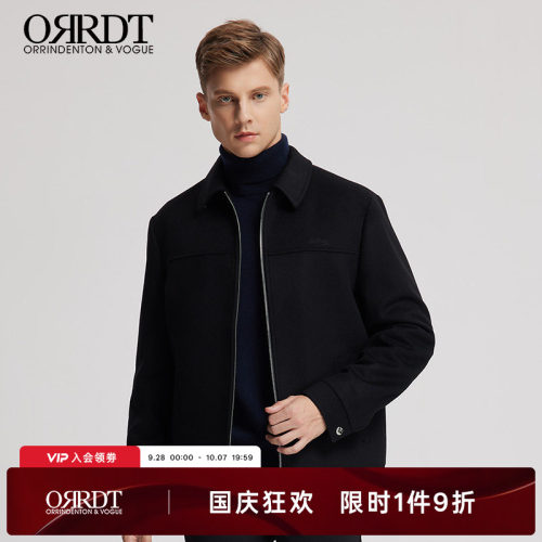 澳林丹顿男装轻奢羊毛黑色夹克男