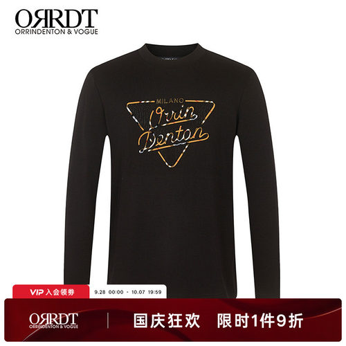 澳林丹顿潮流字母图案长袖T恤