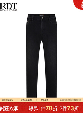 ORRDT澳林丹顿老钱风黑色水洗牛仔裤男直筒中腰长裤休闲A37E2408
