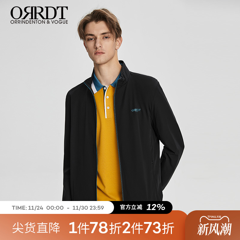 澳林丹顿男装黑色简约夹克衫