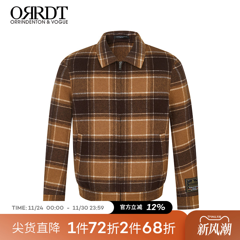 澳林丹顿男装休闲时尚格子夹克男