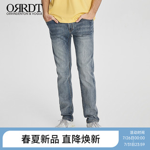 长裤 ORRDT澳林丹顿男装 新款 直筒字母蓝色牛仔裤 男A37E1751 男夏季