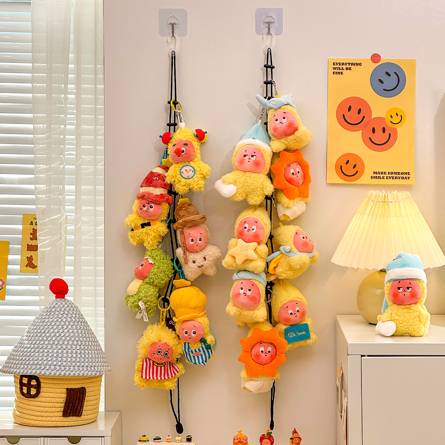 星星人挂件展示架挂墙娃娃收纳绳