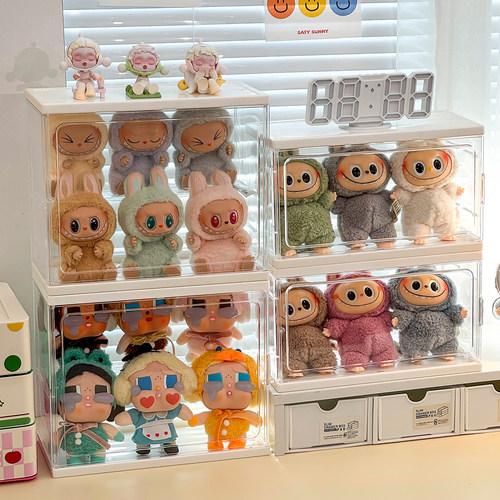 labubu展示盒拉布布搪胶娃娃收纳