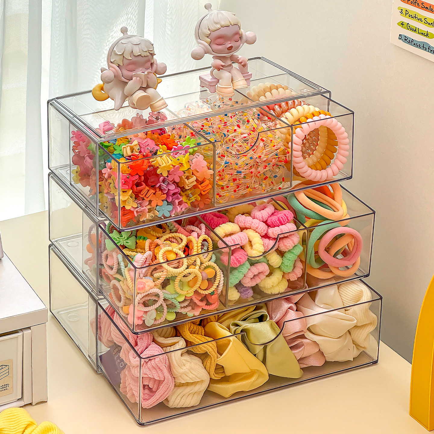 儿童发饰收纳盒抽屉式放女童发圈头饰神器发夹发卡皮筋分格首饰盒,收纳整理,首饰盒,淘宝优惠券,粉丝福利购,淘宝优惠卷