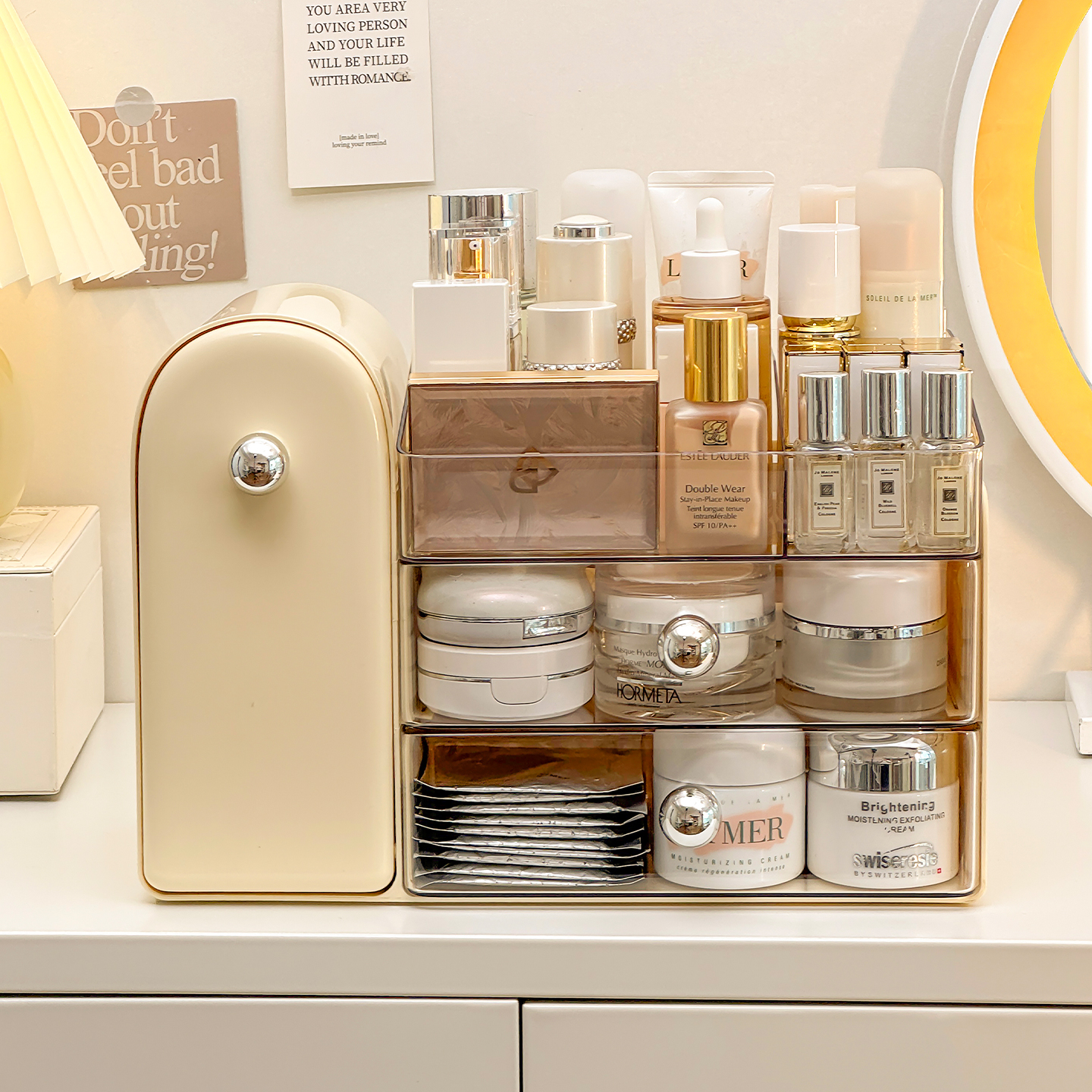 化妆品收纳盒斜插式化妆刷筒一体