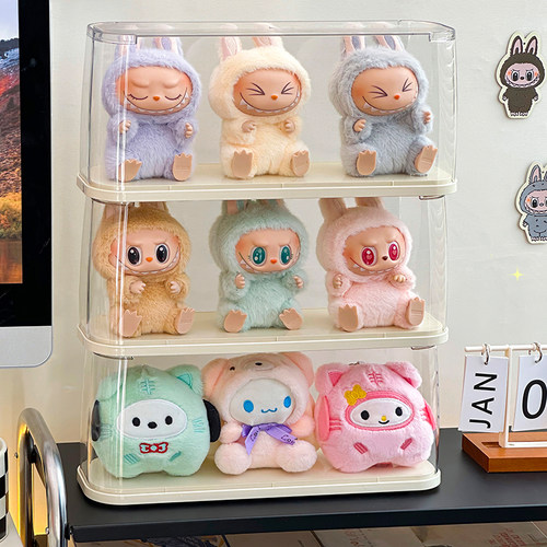 labubu展示盒加高防尘可叠加