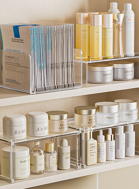 镜柜收纳盒浴室柜分层隔板化妆品置物架卫生间壁挂挡板口红面膜盒