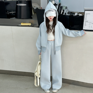 女童套装春秋款2026新款中大童儿童韩版洋气卫衣秋装运动两件套潮