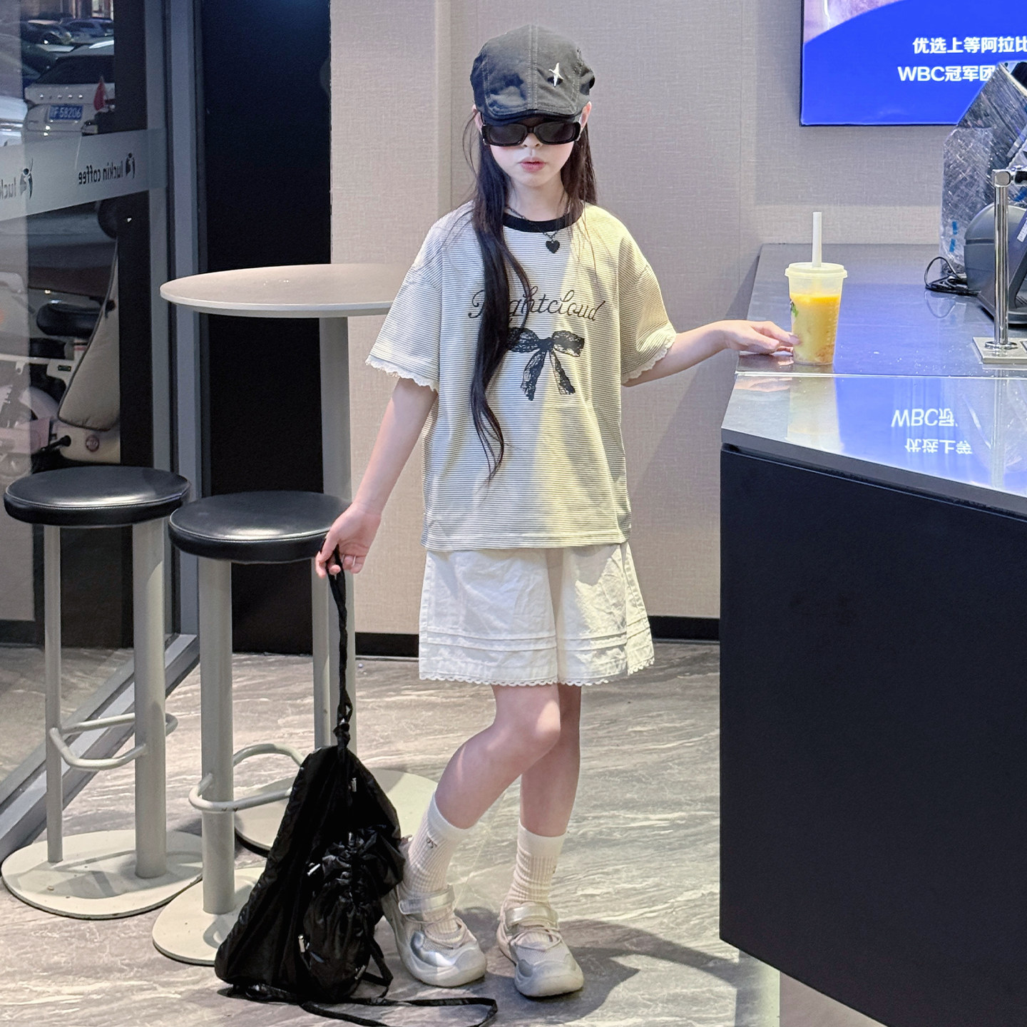 女童短袖夏装套装2026新款中大儿童短裤两件套休闲女孩衣服洋气潮