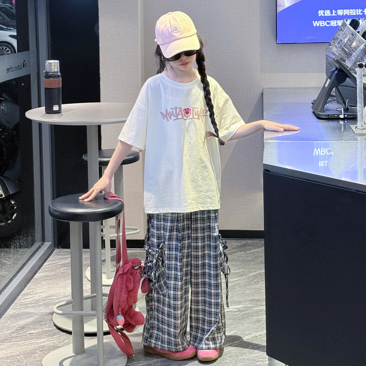 女童t宽松夏季2026新款中大童休闲简约上衣半袖韩版潮套装夏衣服T