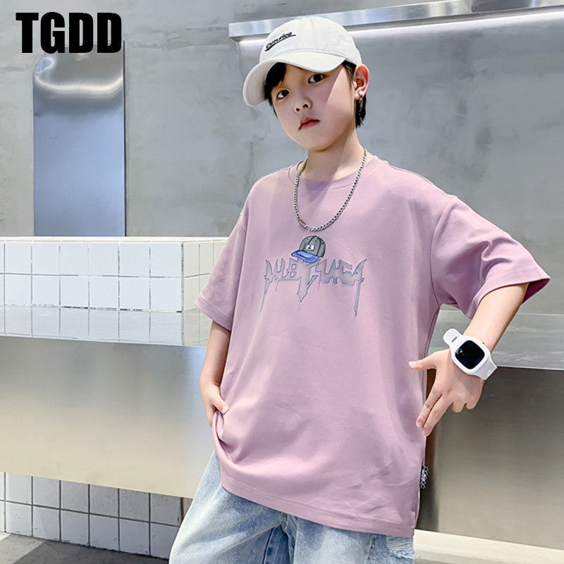 韩国TGDD男童短袖T恤夏装2025新款男孩纯棉痞帅风休闲半袖上衣潮t