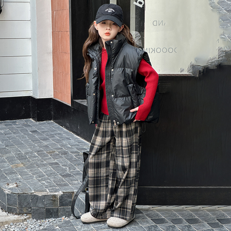 女童羽绒服马甲白鸭绒背心外套