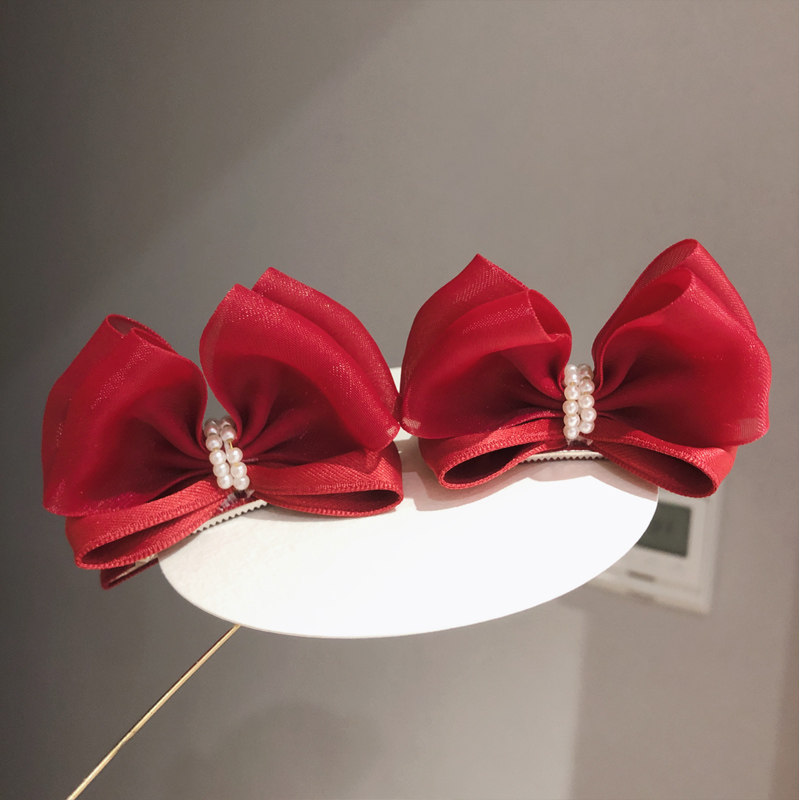 秋冬款儿童发夹发饰韩版珍珠立体蝴蝶结女童对夹女孩发卡公主超仙