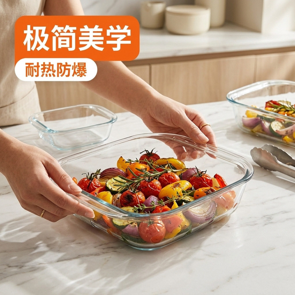 高硼硅玻璃烤盘耐高温烤箱微波炉