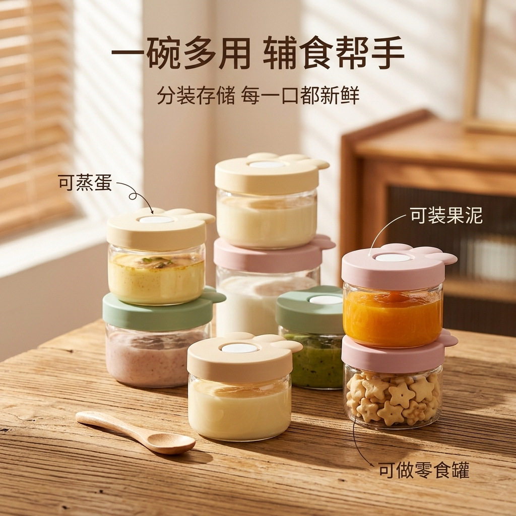 玻璃饭盒可微波炉加热带盖密封|